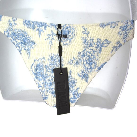 Triangl NEW Size S Inesa Bikini Indigo Cream Top Bottom Yellow Blue Floral - Picture 8 of 13